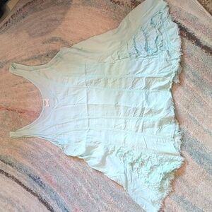 Intimately Free People Tank Dress Tunic Top Large Blue Green Light Flowy Boho